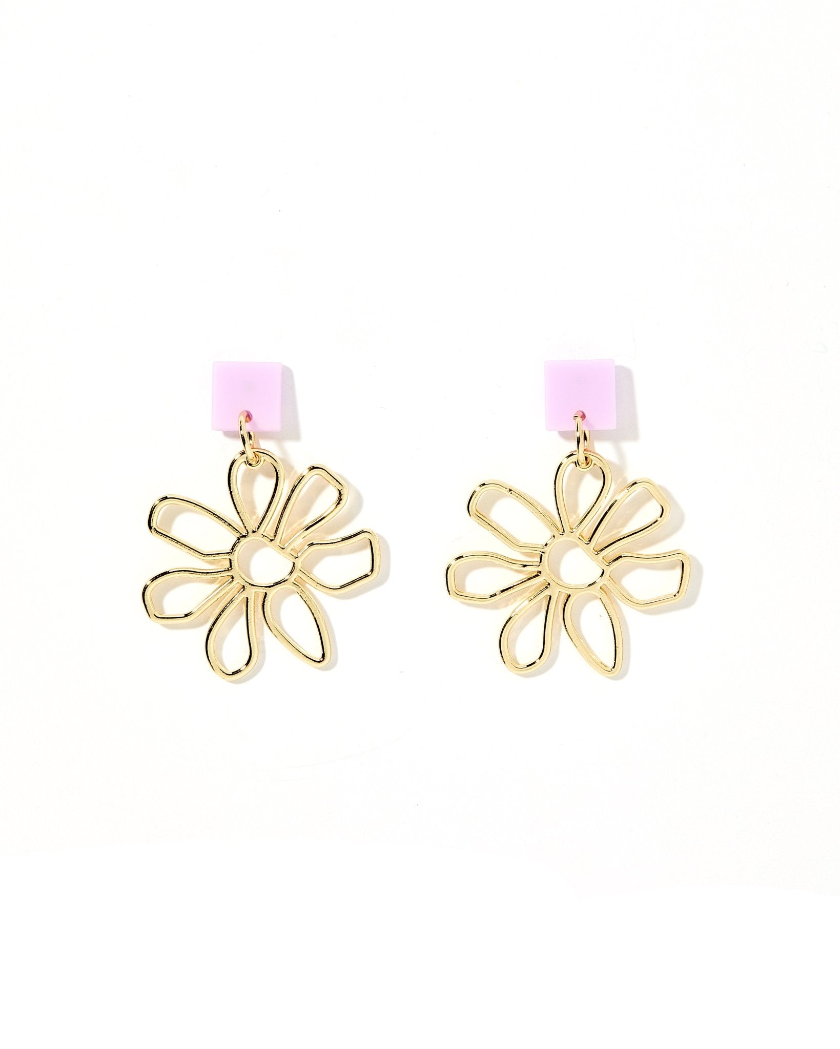 Daisy Statement Earrings - Purple