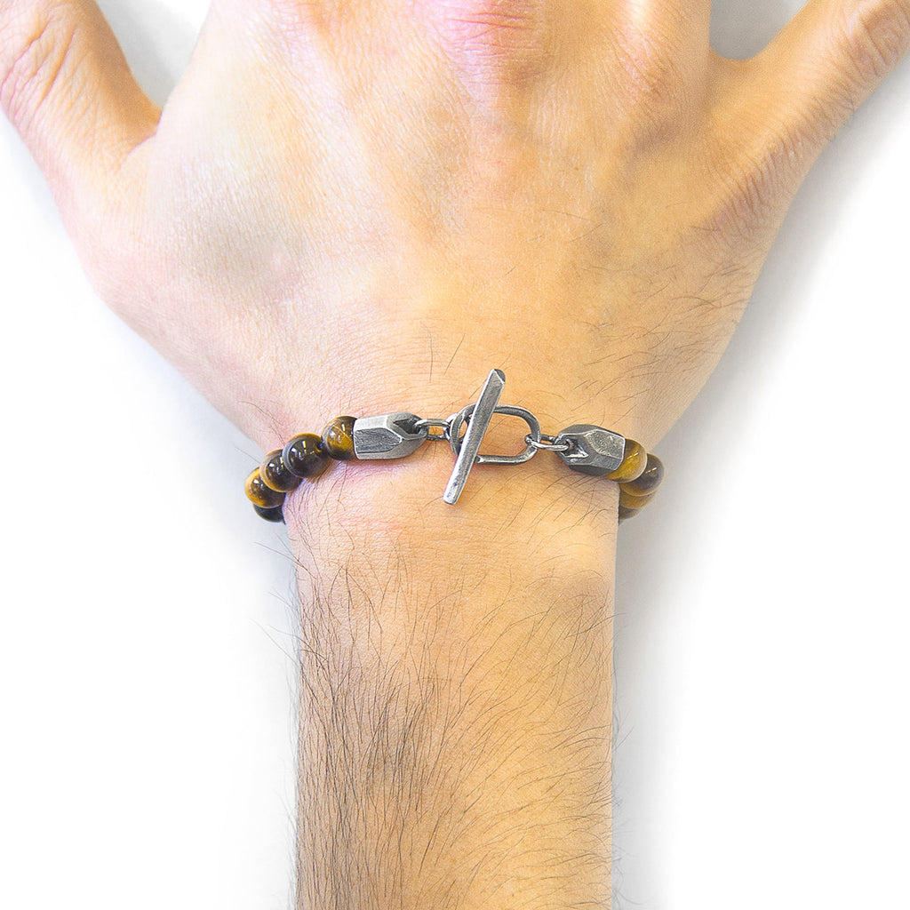 Brown Tigers Eye Tinago Silver and Stone Beaded Bracelet