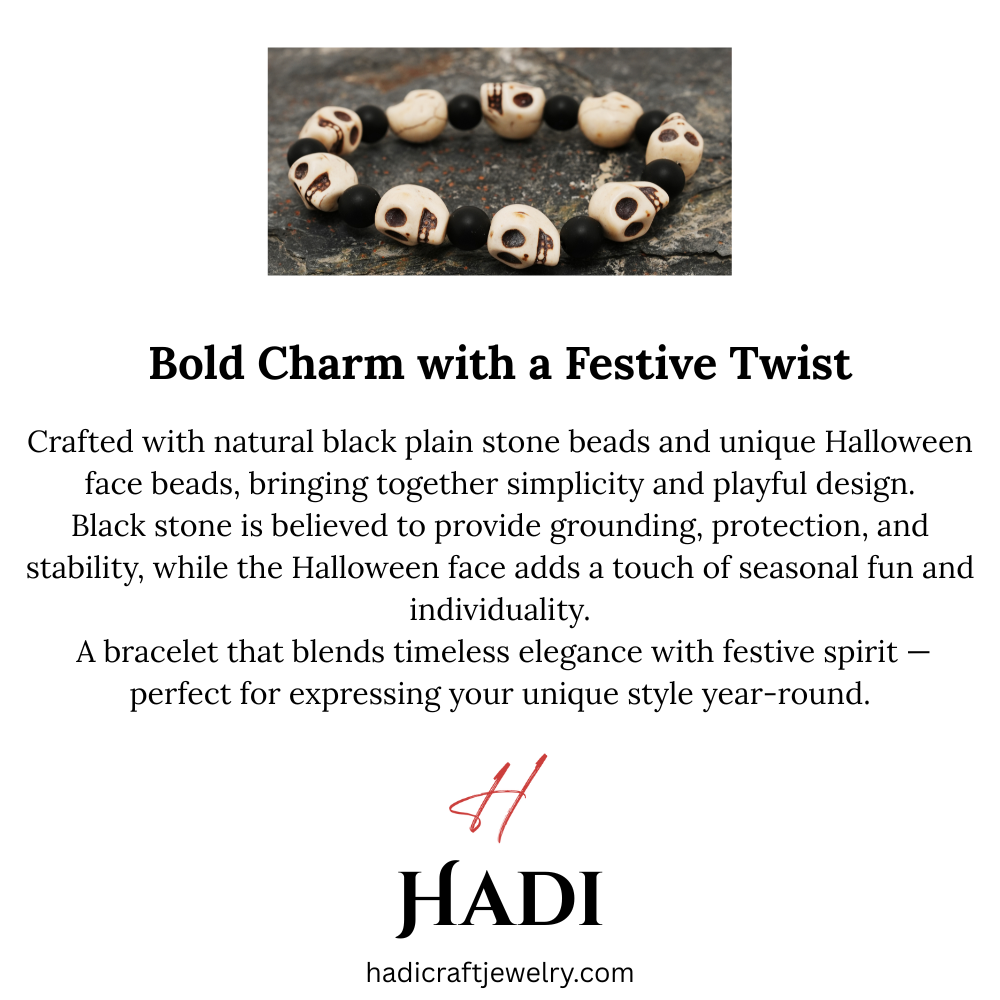 Handmade Bracelet Howlite Skull Bead Stretch Bracelet for Halloween