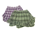 Lot of 2 New Aerie Womens Small Green Purple Plaid Lace Trim Flowy Skorts