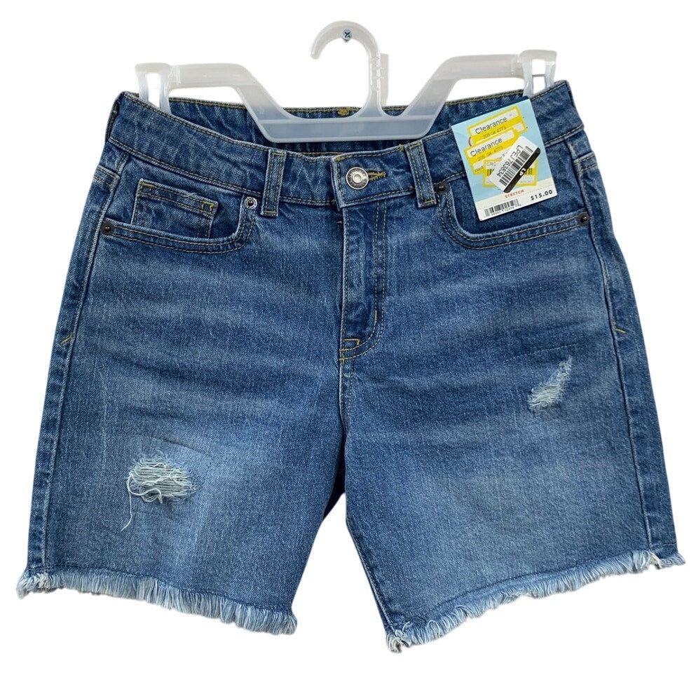 New Cat & Jack Kids Large 10/12 Adjustable Waist Distressed Denim Jean Shorts