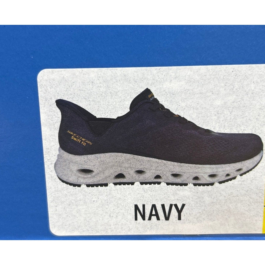 Skechers Men Size 12 Navy Blue Mesh Hands Free Swift Fit Slide On Athletic Shoes
