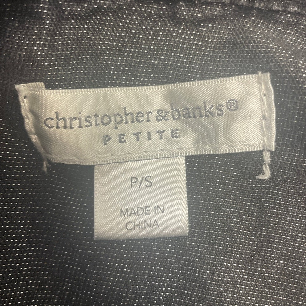 Christopher & Banks Womens Petite Small Stretch Cotton Glittery Jean Jacket