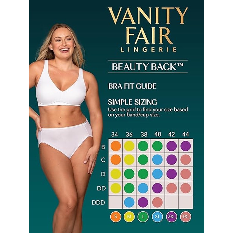 New Vanity Fair Womens 3XL Beauty Back Smoothing Wireless Bra with Light Lift