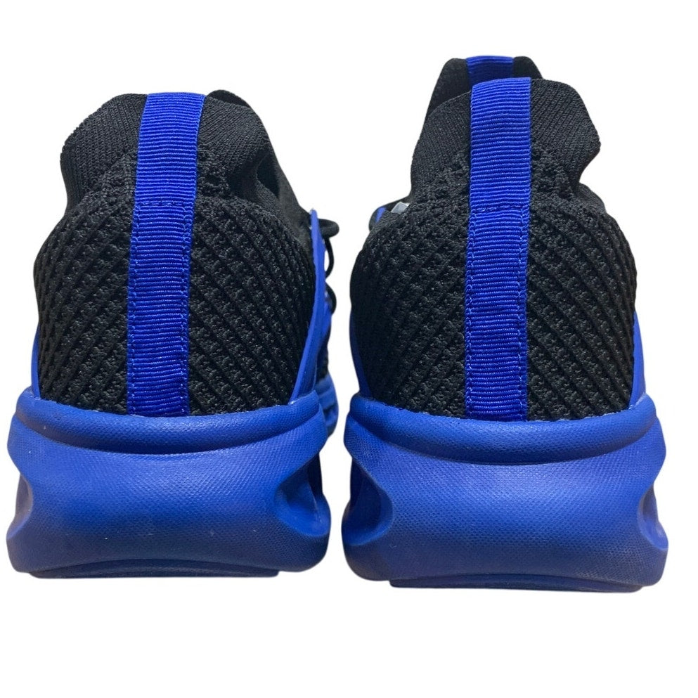 New Pujcs Mens Size 10 Blue Black Mesh Lace Up Slip On Walking Athletic Shoes
