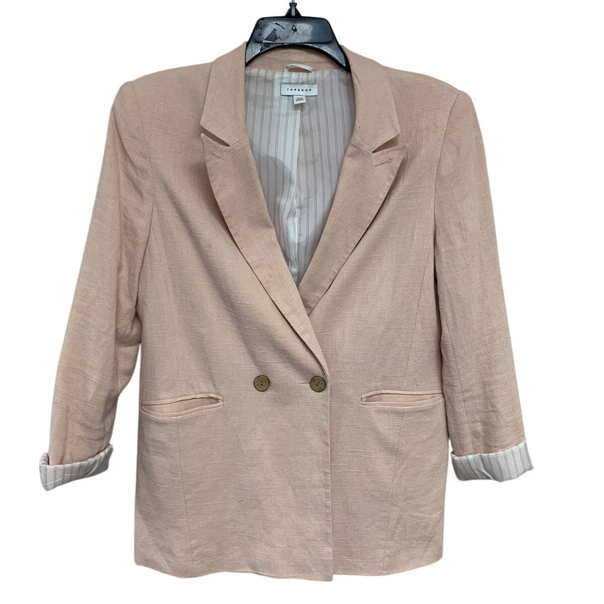 TopShop Womens Size 8 Long Sleeve Button Up Padded Shoulder Blazer w Pockets