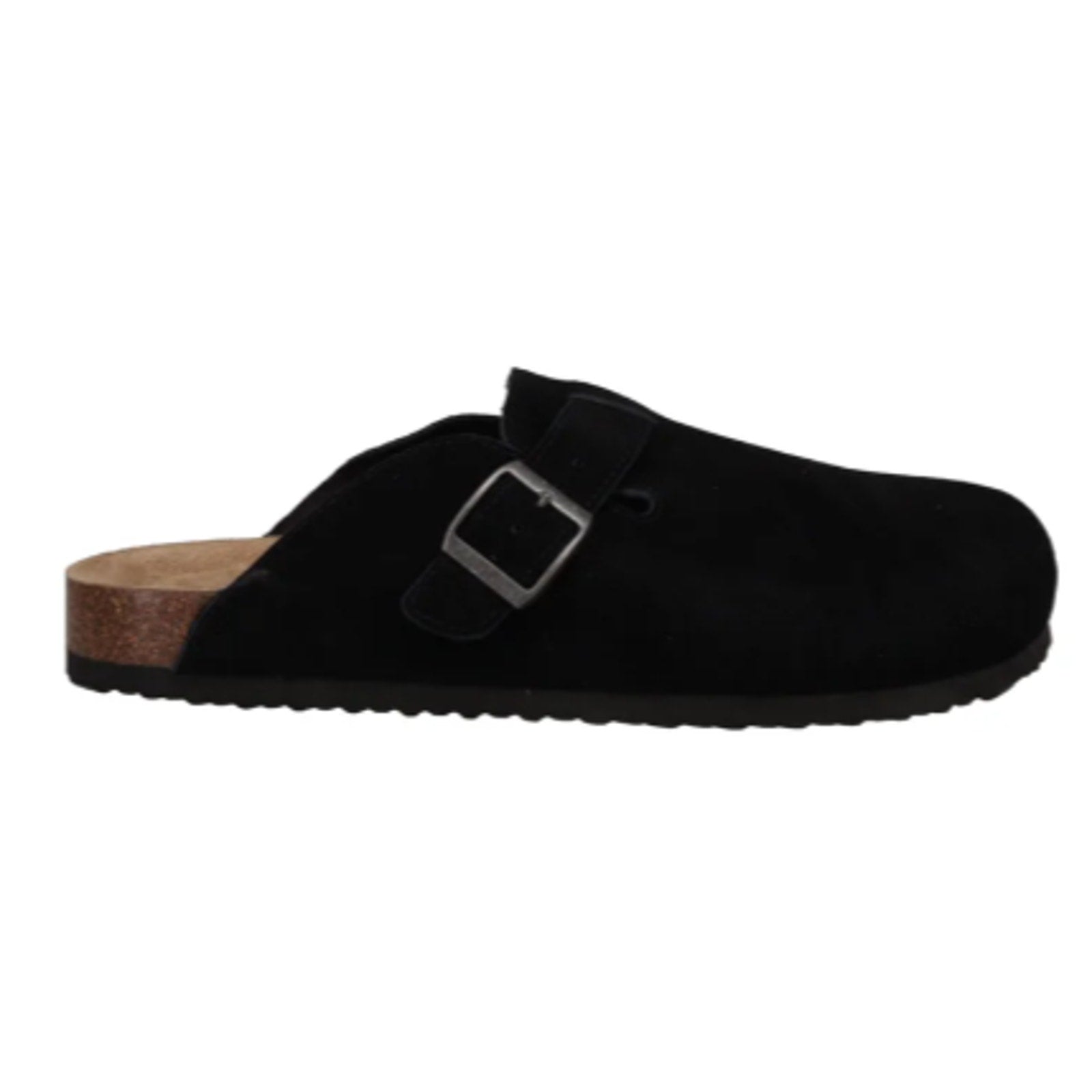 New In Box Khombu Mens Size 10 Black Faux Suede Damian Cork Slide On Mule Shoes