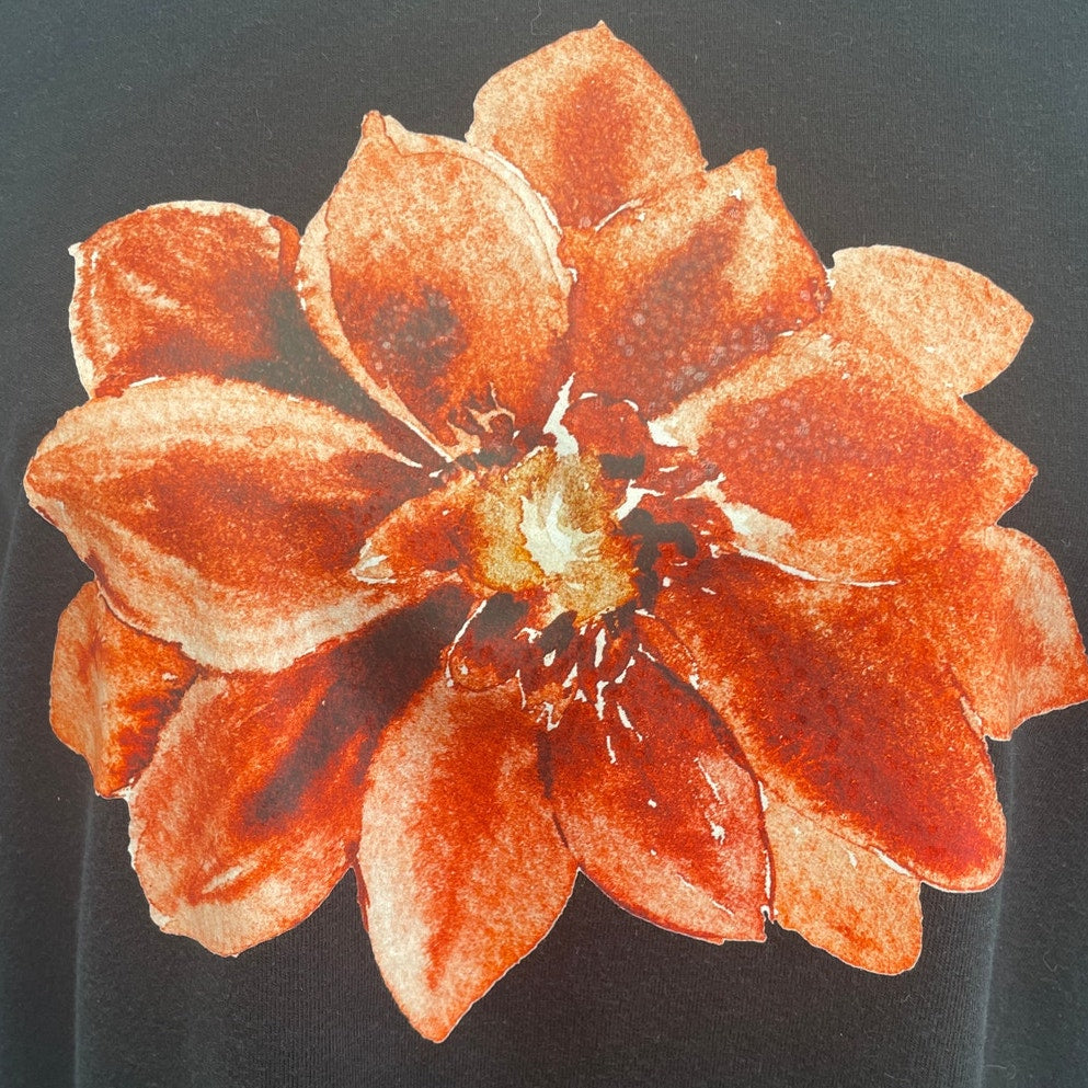Hand Printed Upcycled Mens Large Christmas Poinsettia Flower Long Sleeve Shirt