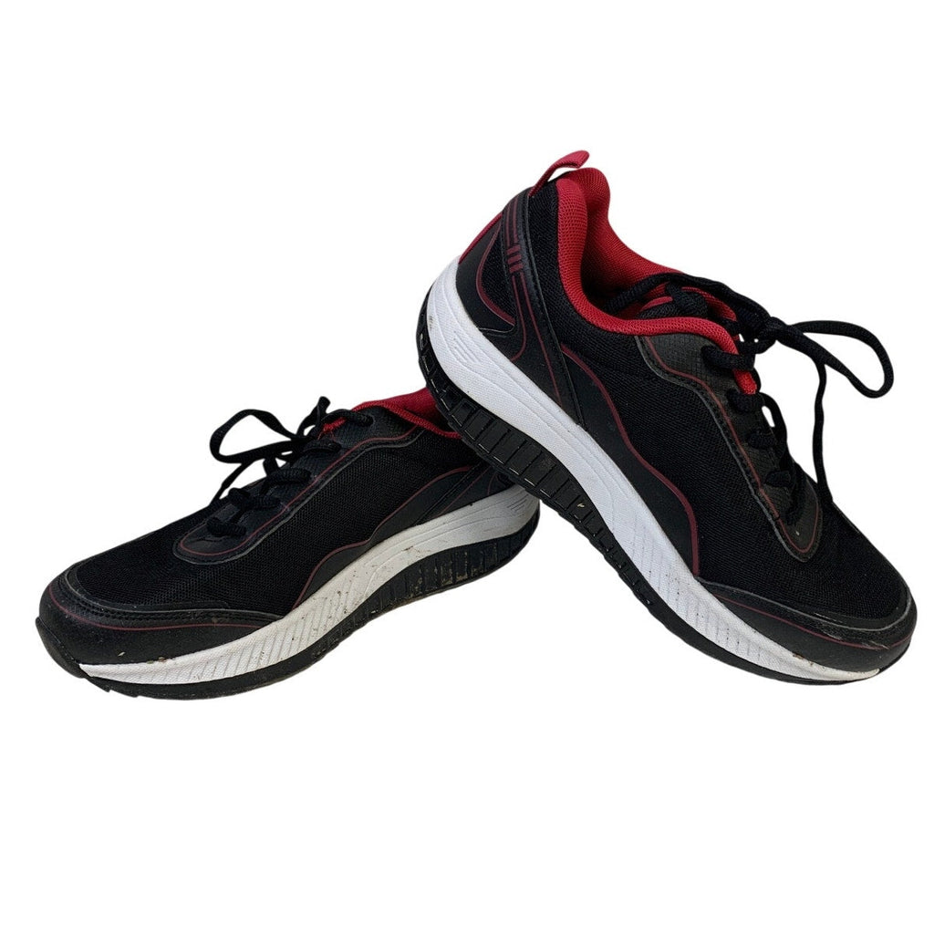 AOV Mens Size 8.5 Red Black Lace Up Low Top Round Toe Tennis Athletic Shoes EUC