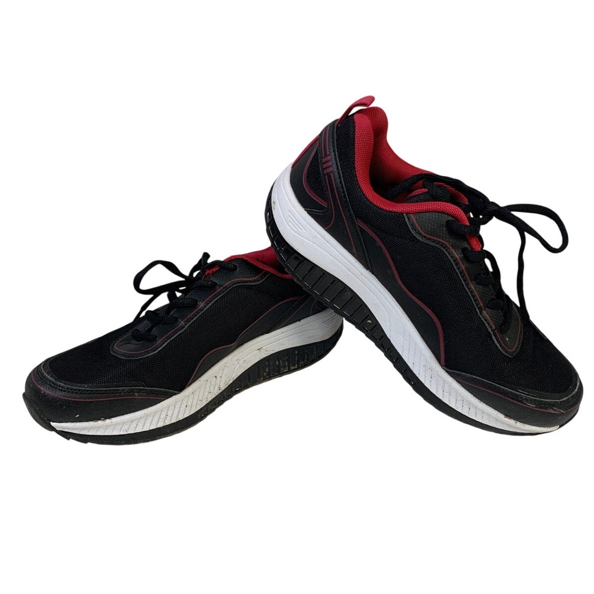 AOV Mens Size 8.5 Red Black Lace Up Low Top Round Toe Tennis Athletic Shoes EUC