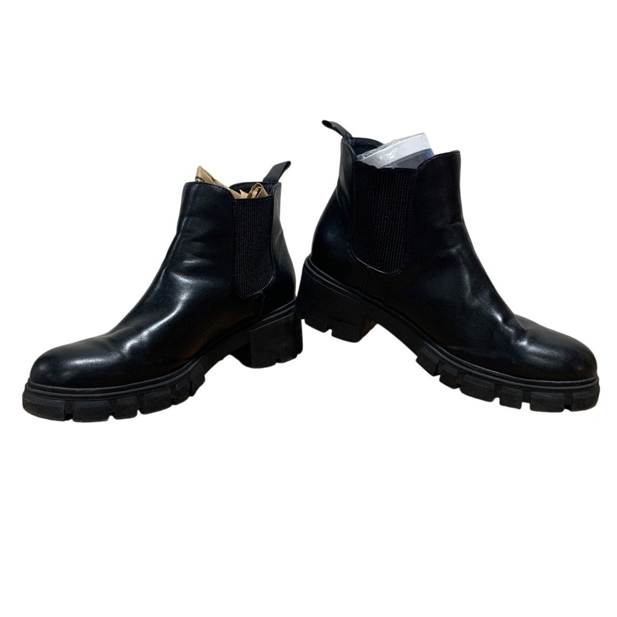 Athlefit Womens Size 9.5 Black 2" Chunky Heel Ankle Boots Slip On Shoes