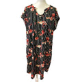 Bobbie Brooks Womens Plus 2X Super Soft Floral Striped Cap Sleeve Sheath Dress