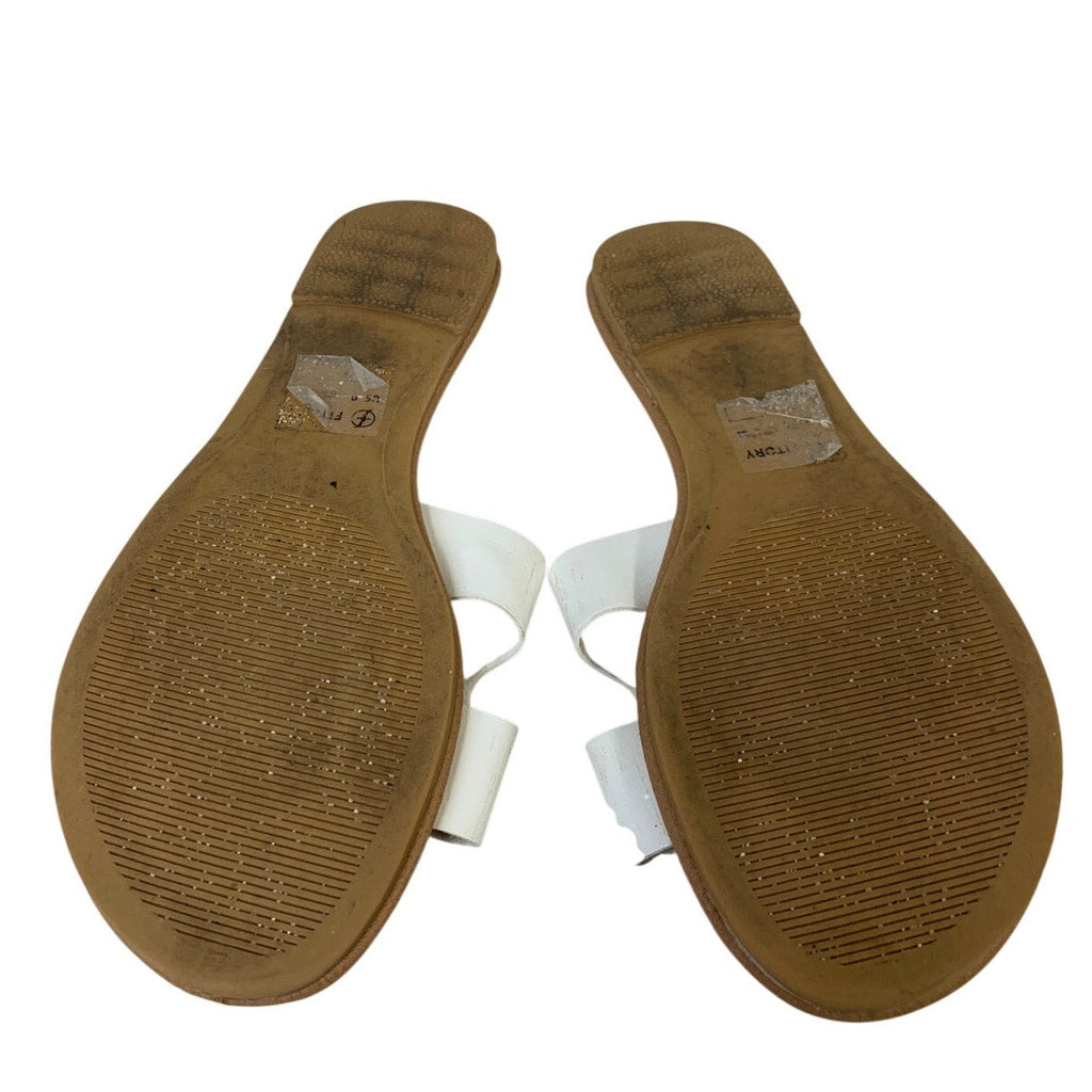 Fitory Womens Size 9 White Sandal Flats Open Round Toe Slip On Shoes