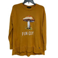 Upcycled Hand Printed Womens Size 10 Fun Guy Mushroom Lightweight Sweatshirt