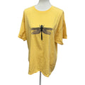 New Hand Printed Mens XL Yellow Dragonfly Short Sleeve Crew Neck Tee Shirt