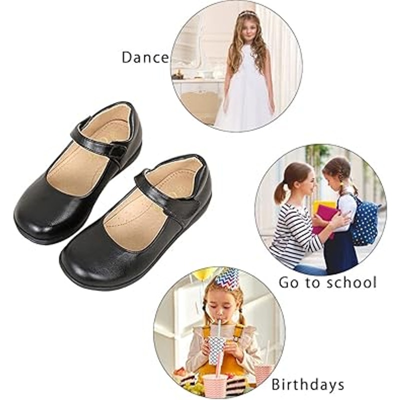 New Amtidy Toddler Girls Size 9.5 Black Mary Jane Latch & Hook Closure Shoes