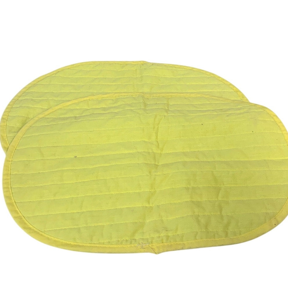 Lot Of 4 Mom Floral Tassel Dish Towels Yellow Green Reversable Placemats