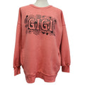 Hand Printed Upcycled Womens Large Gigi Grandma Floral Sweatshirt w Pockets