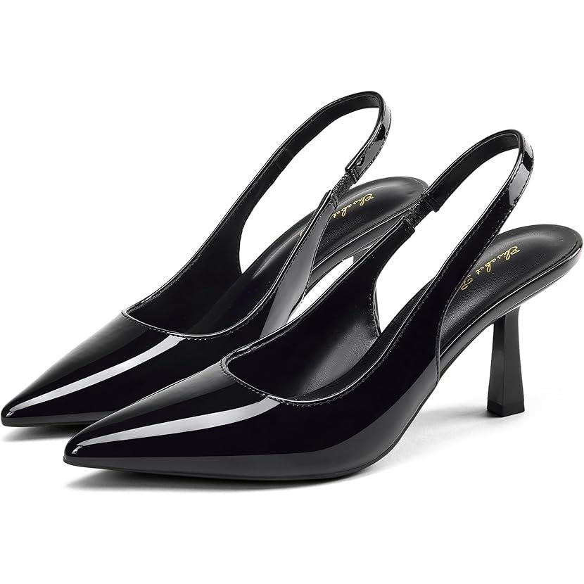 Elisabet Tang Women Size 9 Black 3.25" Heel Closed Pointed Toe Slingback Shoes