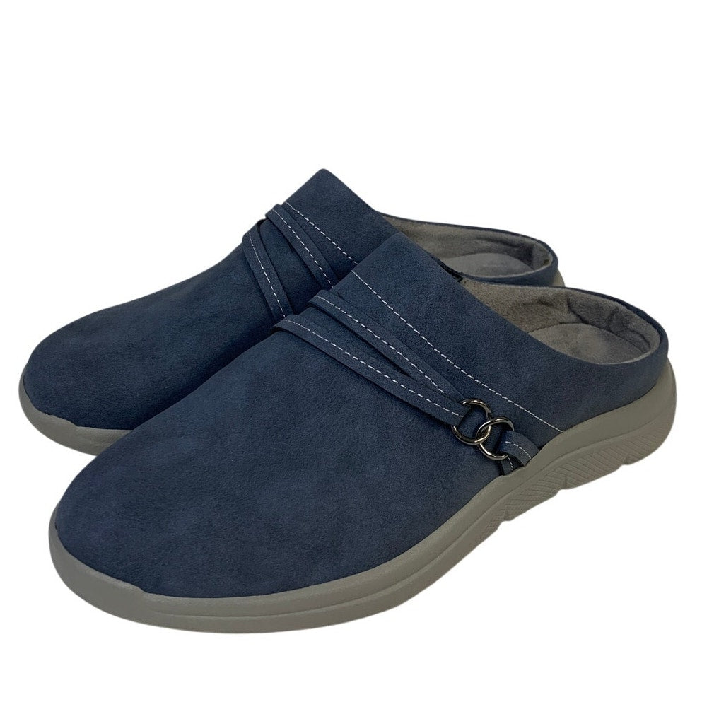 JSport Womens Size 7 Blue Faux Leather Gina Slip On Memory Foam Sneaker Shoes