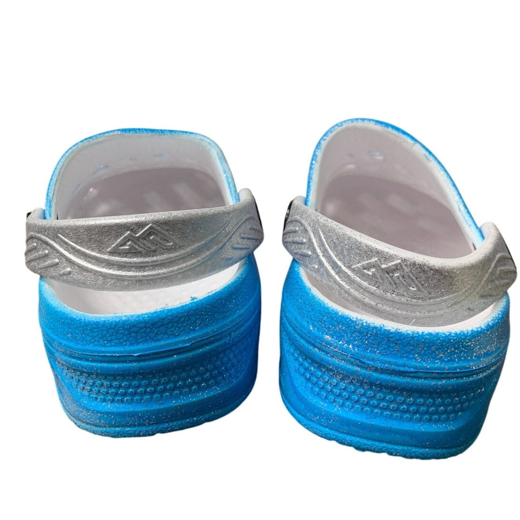 Toddler Girls Size 10 Silver Glitter Ombre Clogs Sandals Slip On Water Shoes