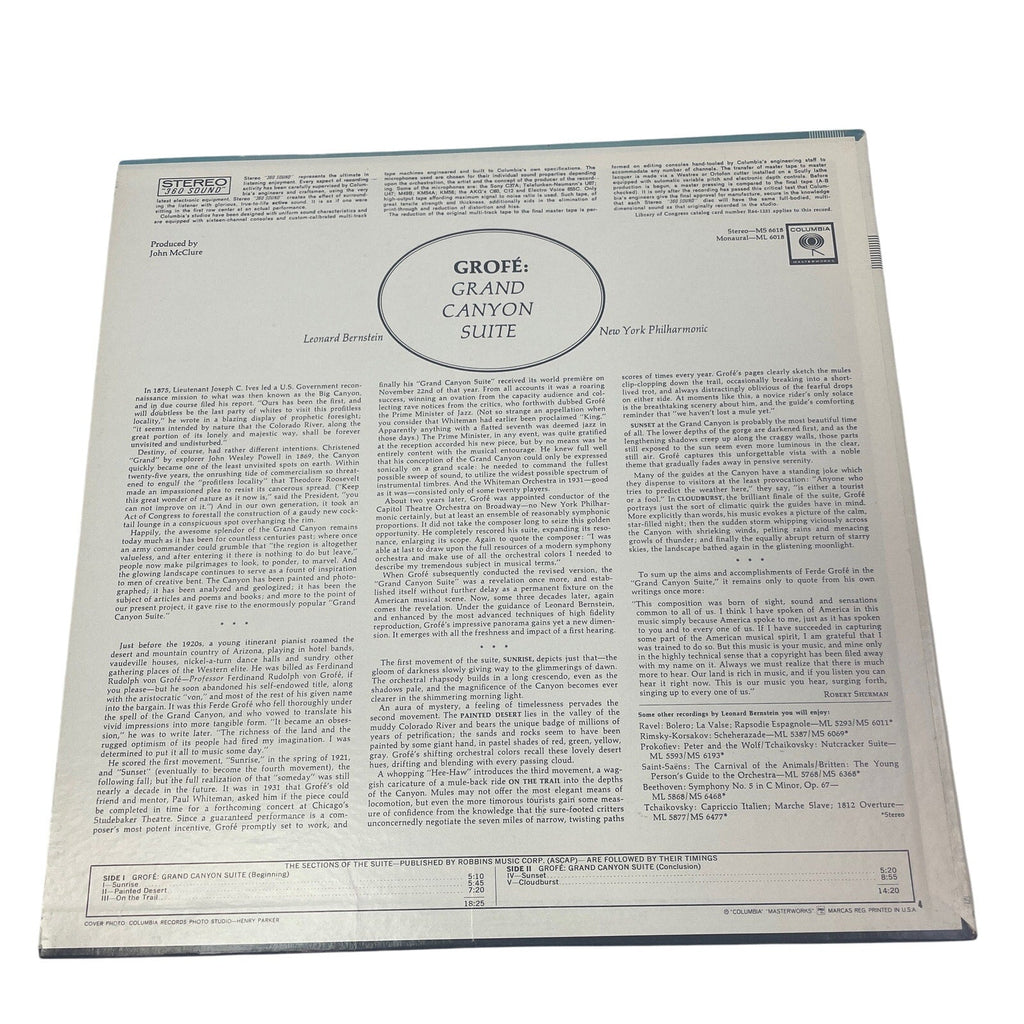 Grofe Grand Canyon Suite Leonard Bernstein New York Philharmonic LP Vinyl Record