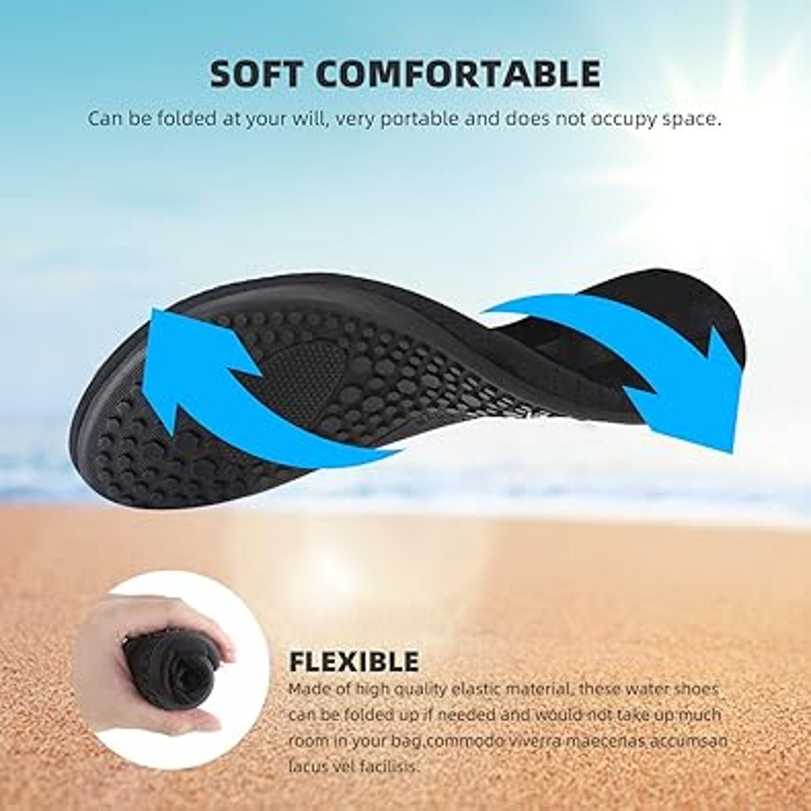 Simari Mens Black Size 7 Pull On Non Slip Quick Dry Anti Skid Swim Water Shoes