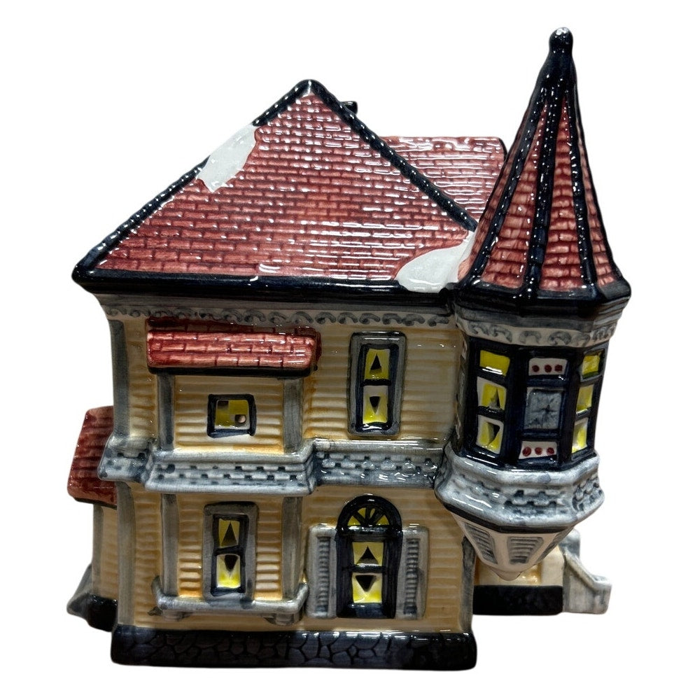 Ceramic Victorian Snow Covered Cottage House Collectible Christmas Decor