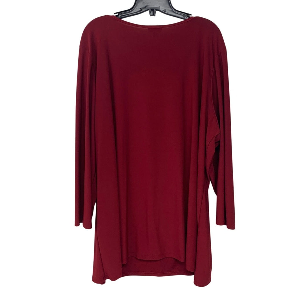 Avenue Womens Size 22/24 Red PolySpandex Long Sleeve Key Hole Tunic Shirt Top