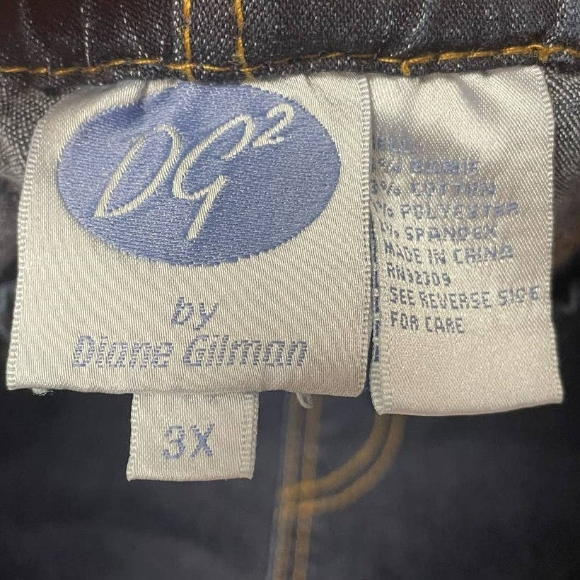 DG2 by Diane Gilman 3X Black Ramie Cotton Blend Stretchy Elastic Waist Jeans