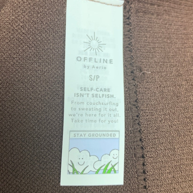New OFFLINE By Aerie Womens Small Brown Sidewalk Seamless Cropped T-Shirt Tee