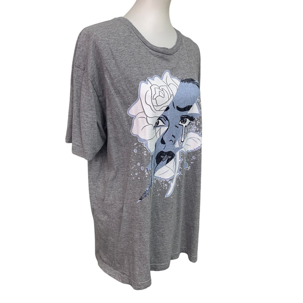 Cotton Heritage Mens XL Rose Lightning Bolt Crying Woman Short Sleeve Tee Shirt