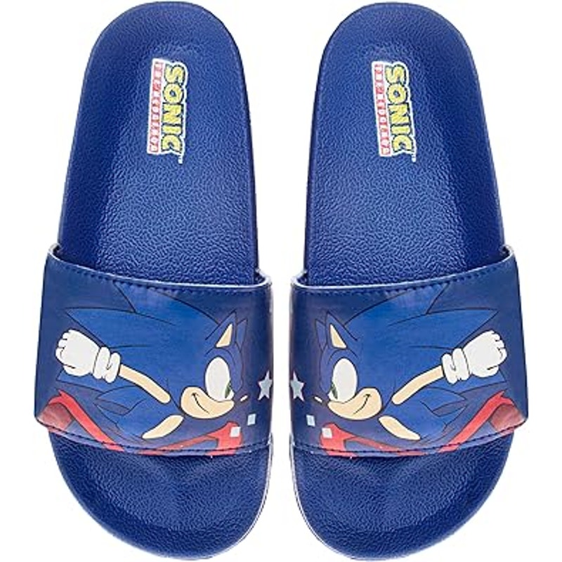 New Josmo Boys Size 2-3 Blue Sonic the Hedgehog Slide On Wide Strap Sandal Shoes