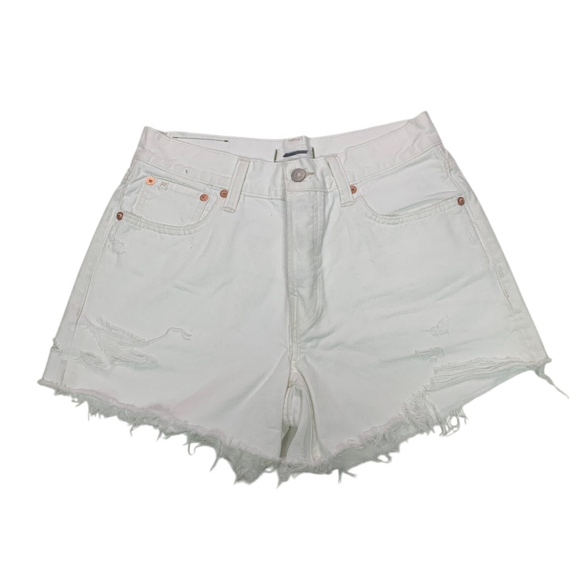 New American Eagle AE77 Size 4 100% Cotton Factory Distressed Jorts Denim Shorts