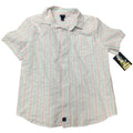 New Art Class Boys Medium Pastel Stripe Short Sleeve 100% Cotton Button Up Shirt