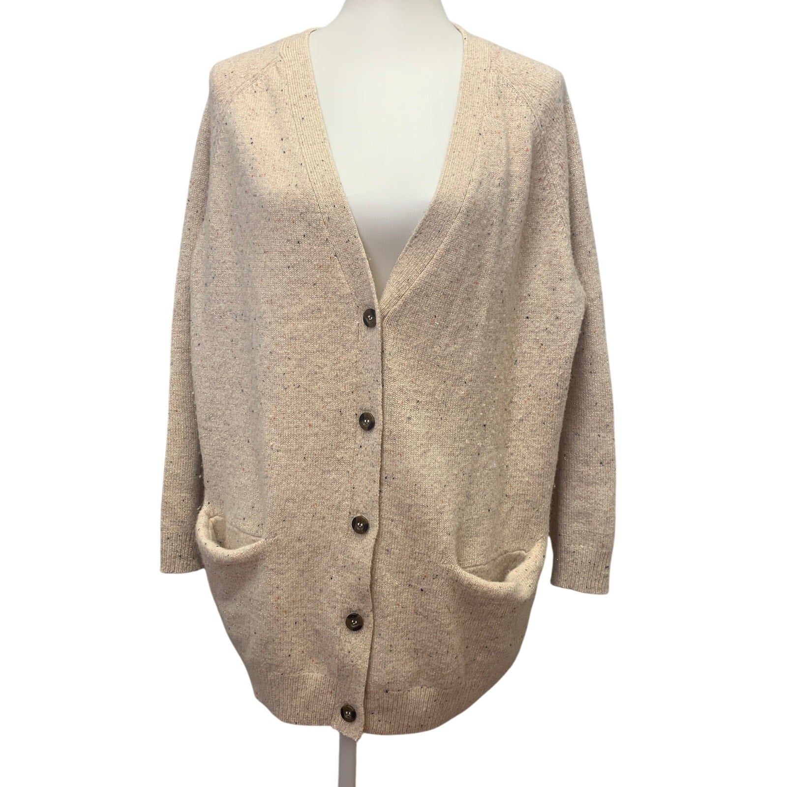 Stitch Play Womens Large Wool Blend Button Up Long Sleeve Cardigan Sweater