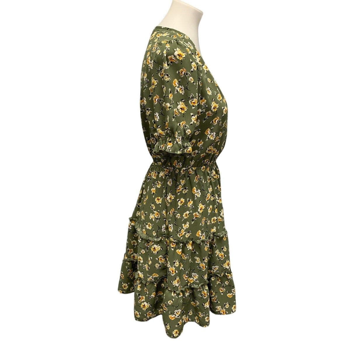 Inspired Hearts Womens Large Cottage Core Floral Deep V Half Sleeve Dress