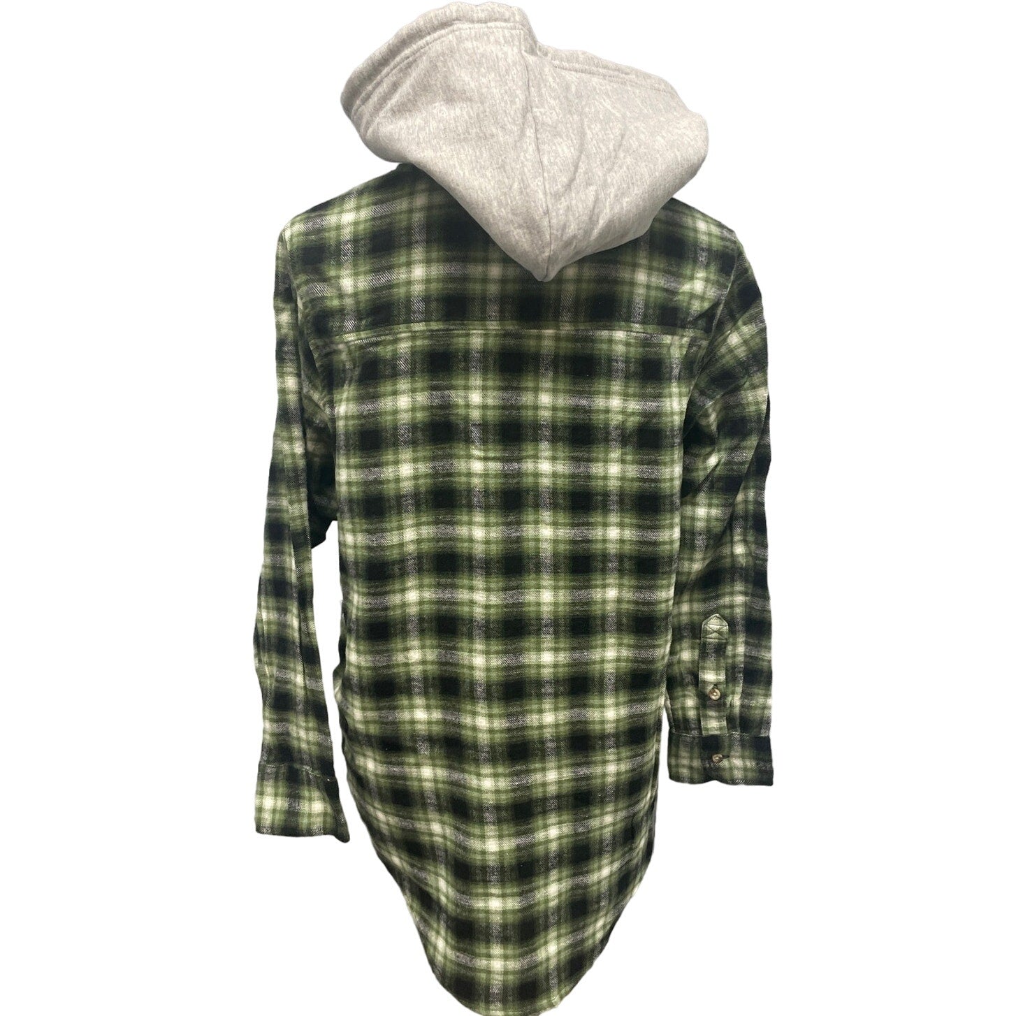 New Time and Tru Womens Small Long Sleeve Plaid Flannel Cotton Blend Hoodie