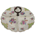Vintage Made In Japan Floral Fine China Hand Painted Divided Plate Dish w Handle