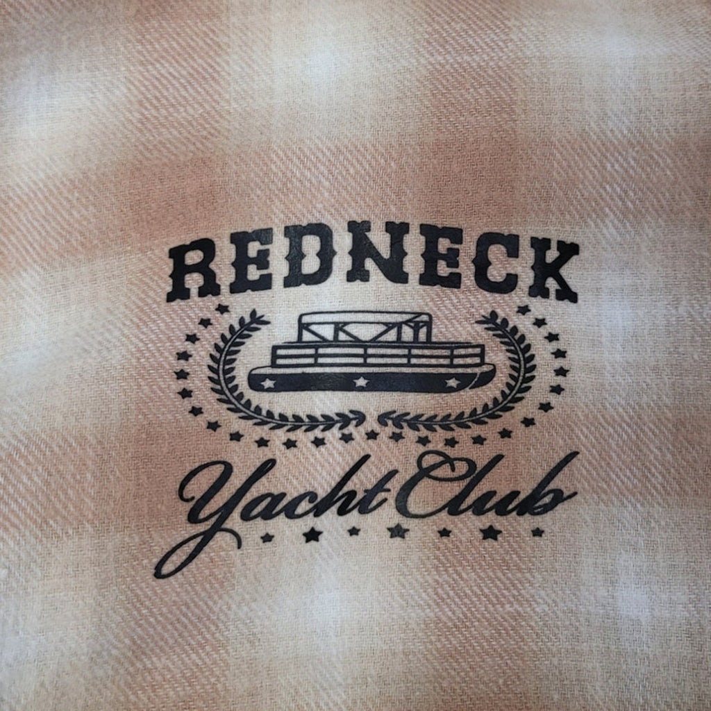 New Hand Printed Womens XXL Redneck Yacht Club Long Sleeve Flannel Hoodie