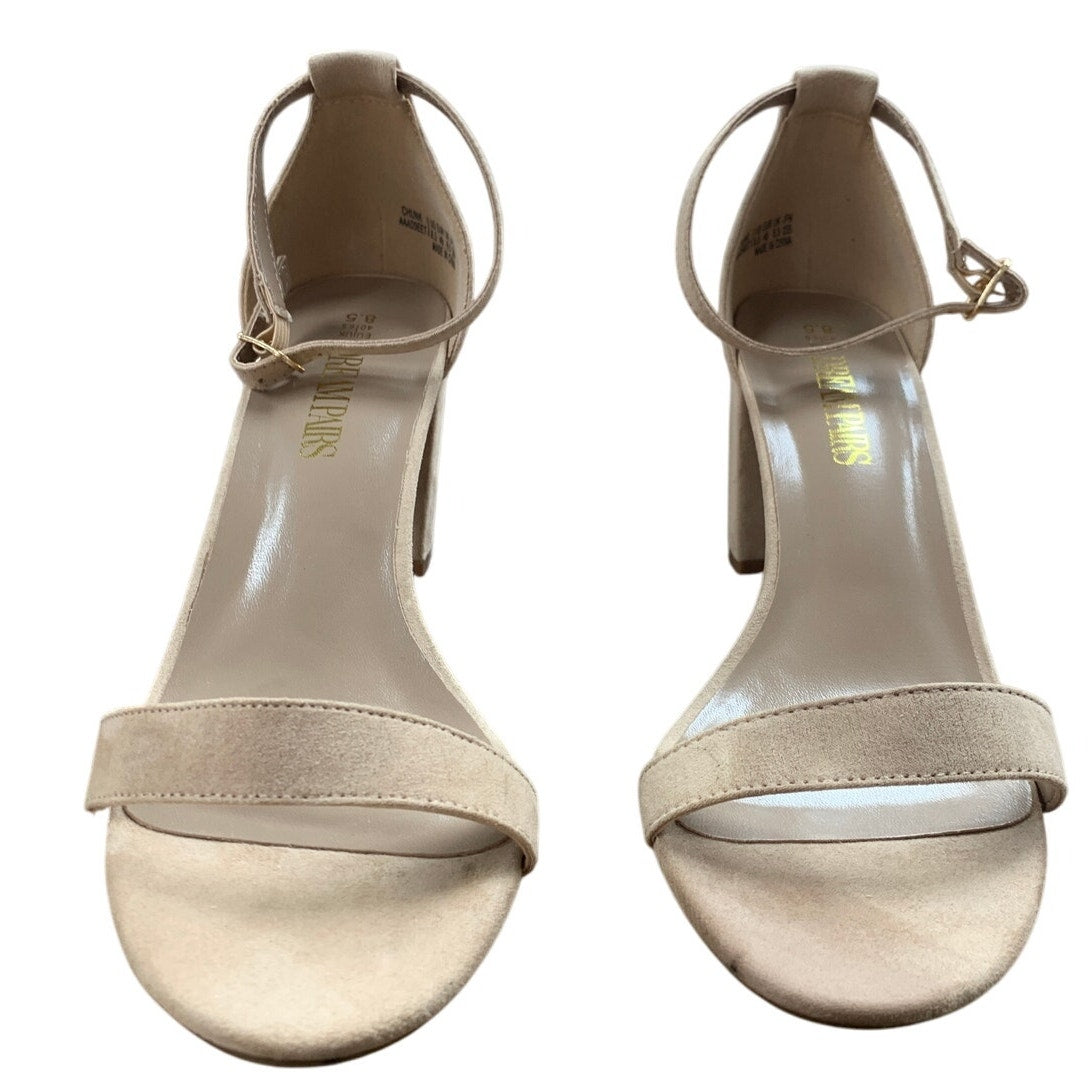 Dream Pairs Womens 8.5 Tan Faux Suede 3" Block Heel Open Toe Ankle Strap Shoes