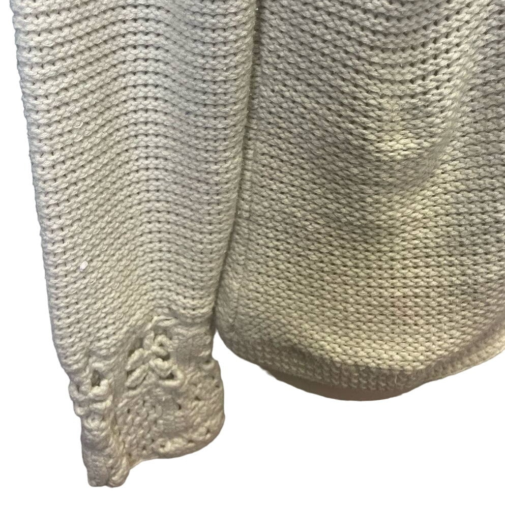 Liz Claiborne Large Crochet Knit Cotton Blend Long Sleeve Button Down Cardigan