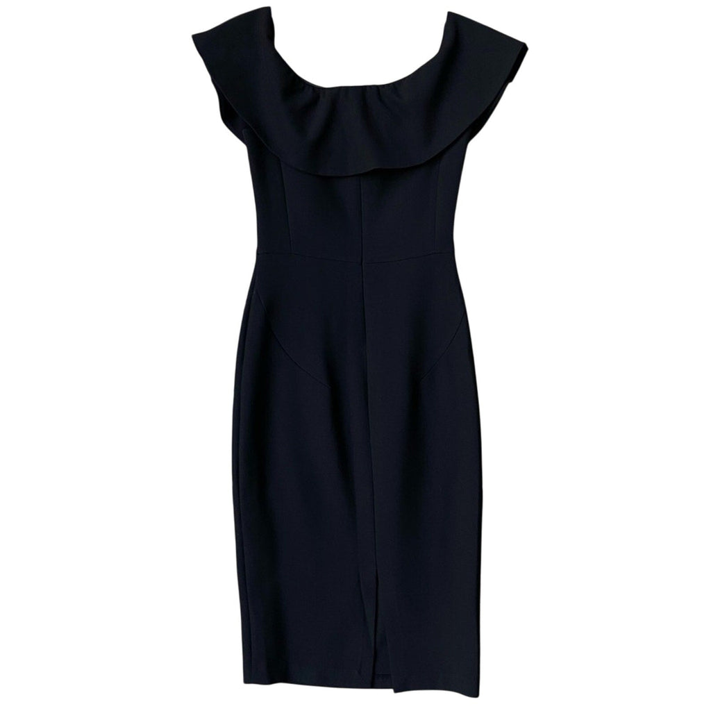 Zara Basic Womens Small Black 100% Polyester LBD Midi Off Shoulder Bodycon Dress