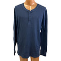 Joe Boxer Mens 3XL Blue Waffled PolyCotton Long Sleeve 3-Button Henley Shirt