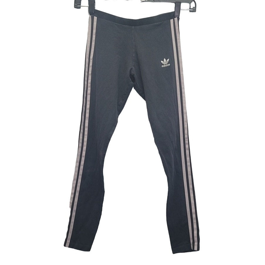 Adidas Womens Small Cotton Spandex Side Striped Athletic Leggings