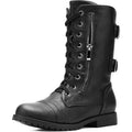 Dream Pairs Womens Size 7 Black Faux Leather Lace Up Mid Calf Combat Boots