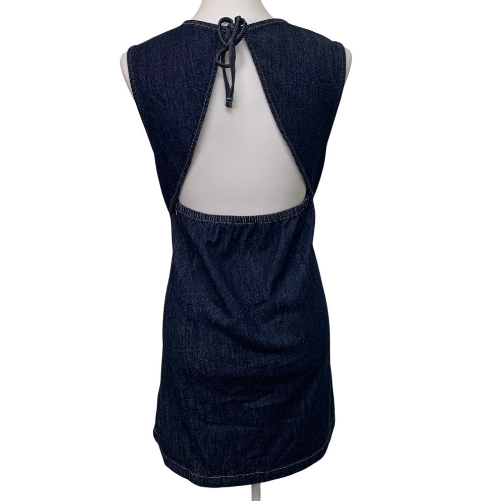 New American Eagle Womens Medium Sleeveless Open Back Denim Sheath Dress
