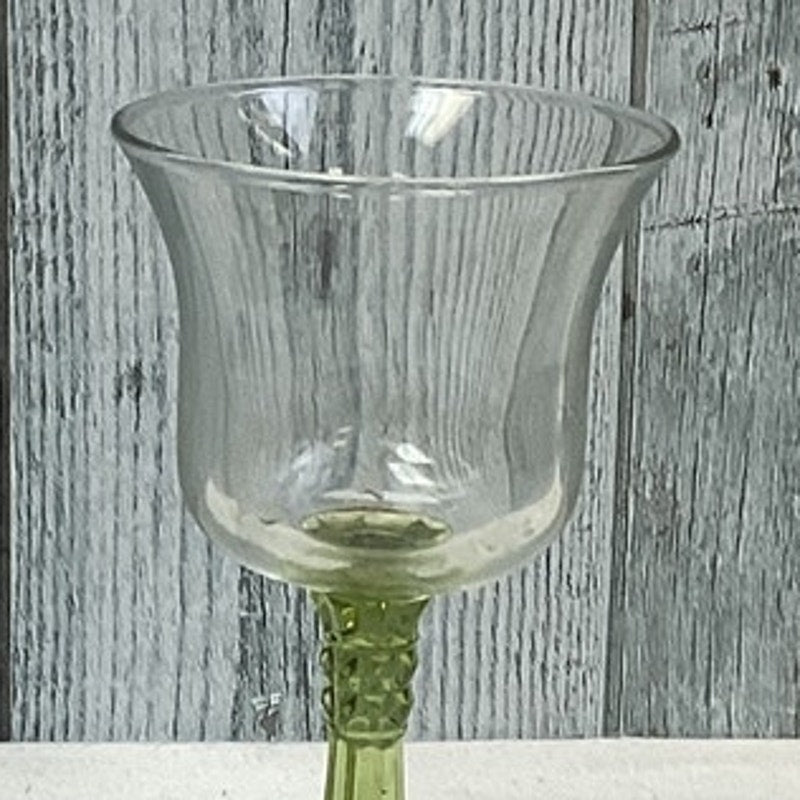 Set of 2 Vintage PartyLite Green Glass Stem Votive Tealight Candle Holders