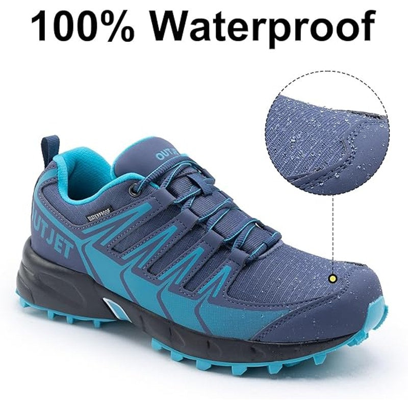 Outjet Womens 7 Blue Purple Lace Up Waterproof Lightweight Non-Slip Hiking Shoes