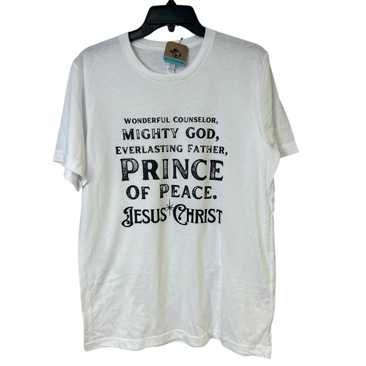 New Hand Printed Mens Large Wonderful Counselor Mighty God Jesus Christ T Shirt